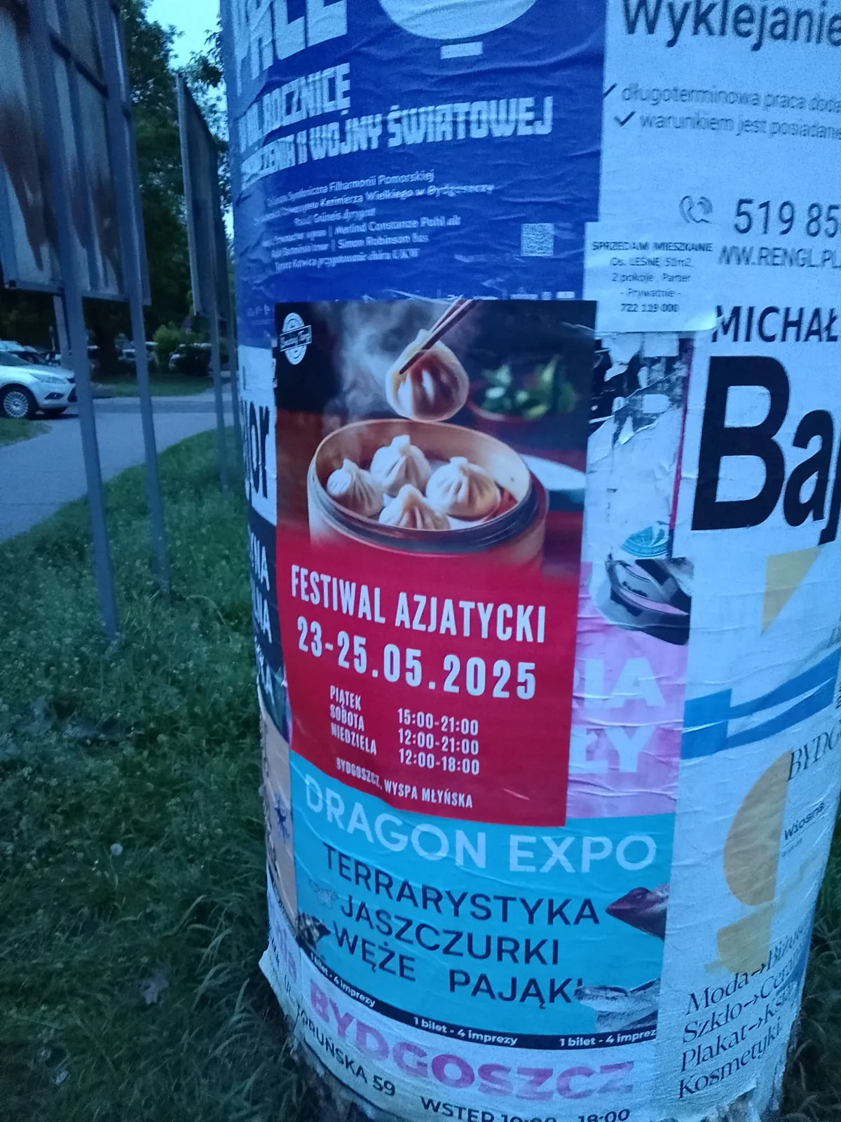 Festiwal Azjatycki.2025 - plakat na słupie ogłoszeniowym w Bydgoszczy