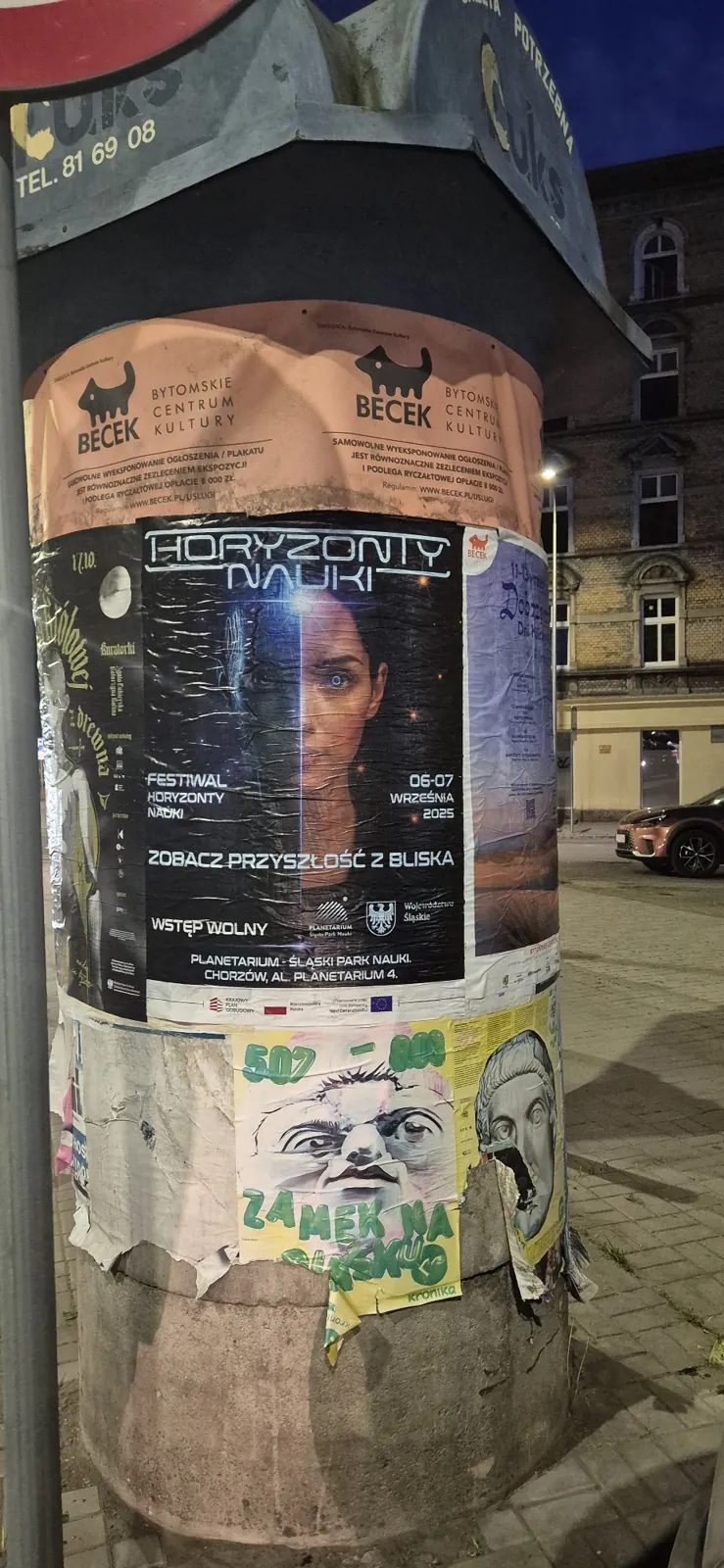 Plakatowanie Chorzów - realizacja: Festiwal Horyzonty Nauki.2025 Planetarium Śląski