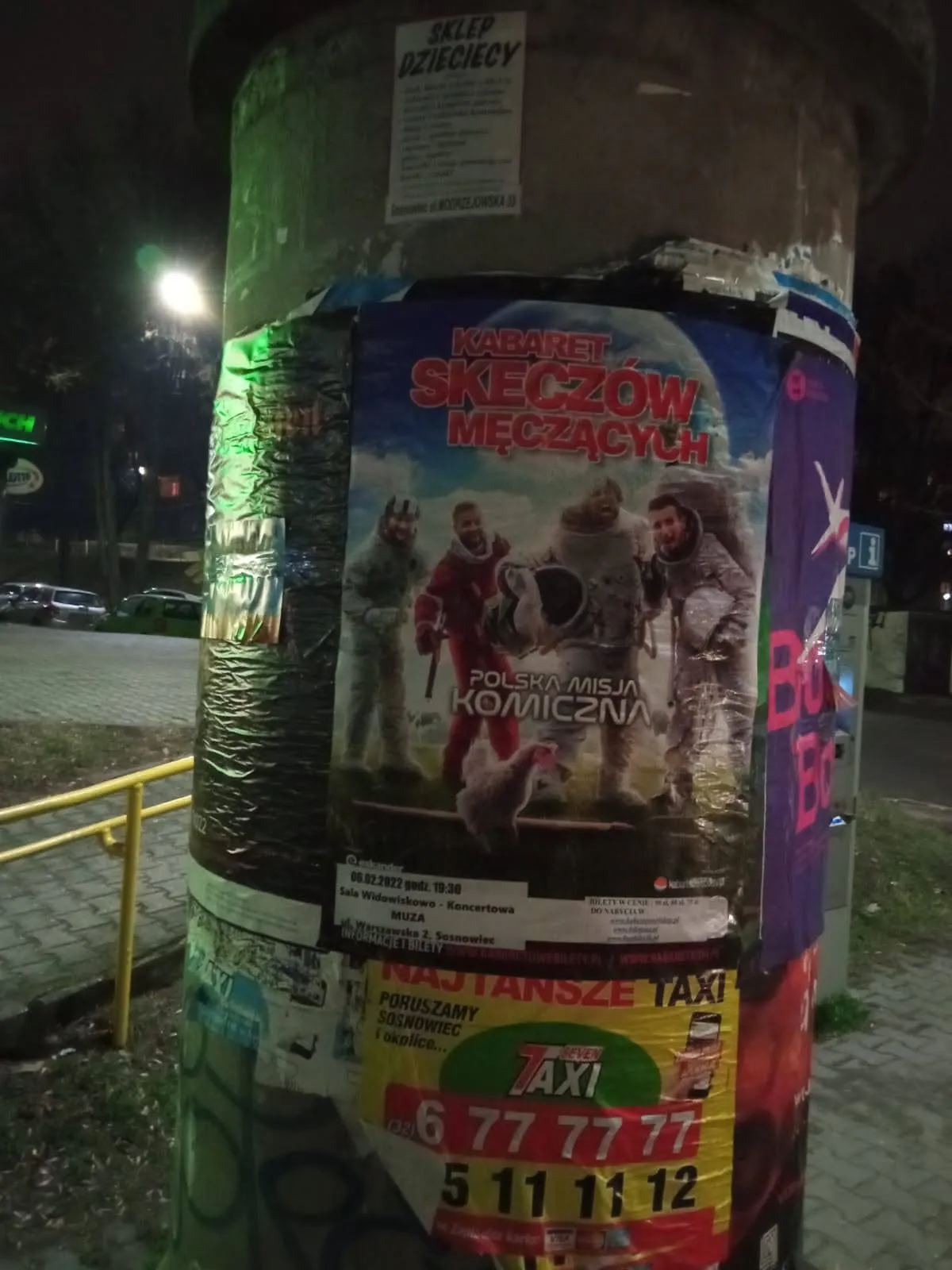 Plakatowanie Sosnowiec - realizacja: Kabaret Skeczów Męczących 'Polska Misja Komiczna'