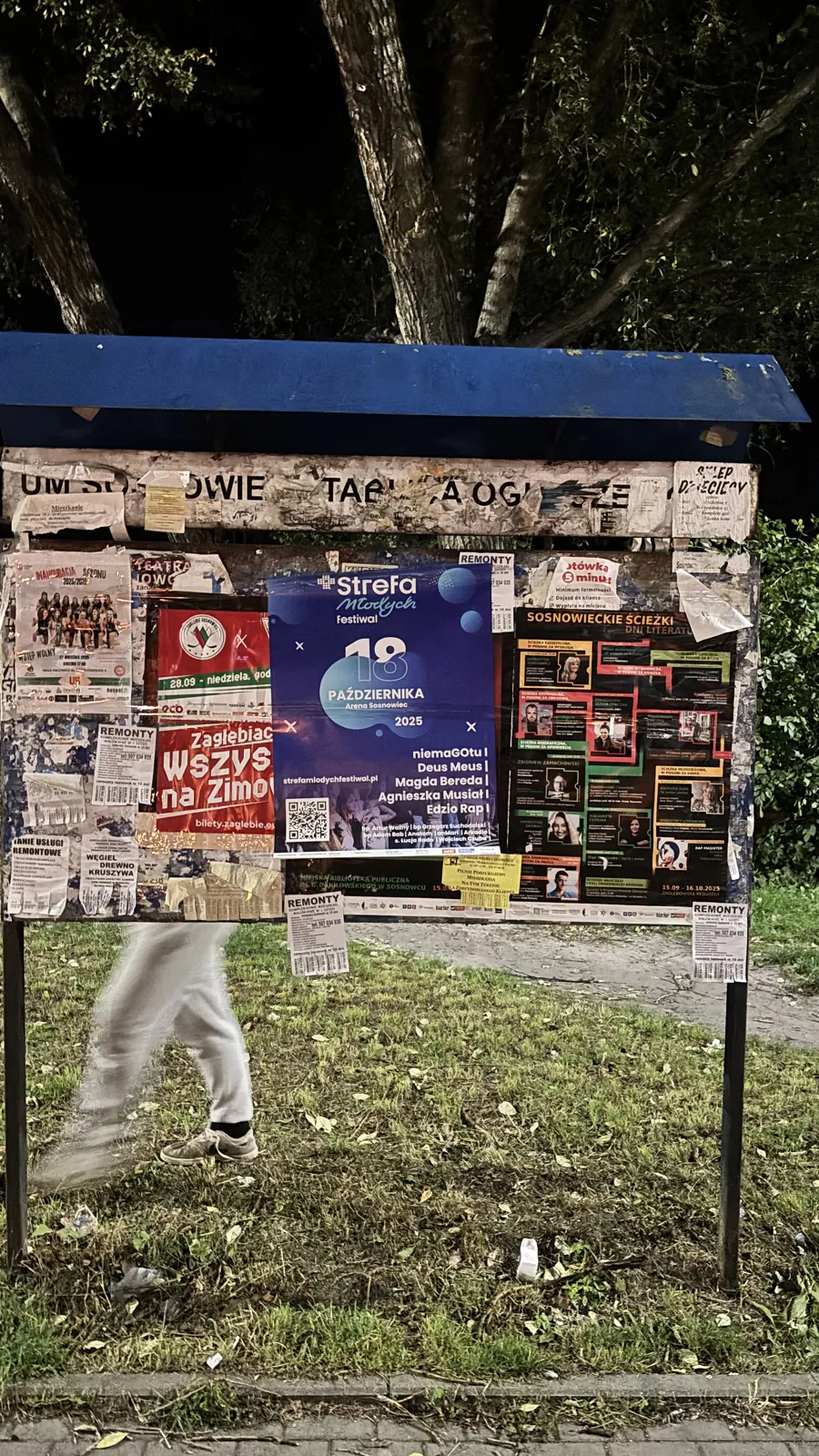 Festiwal Strefa Młodych () - plakat na słupie ogłoszeniowym w Sosnowcu